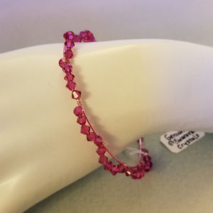 NWT HANDMADE Fuchsia Wire Wrap Swarovski Bracelet